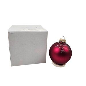 Krebs Ornament Hand Painted Glass Merry Christmas 2004 Holly Snowflake